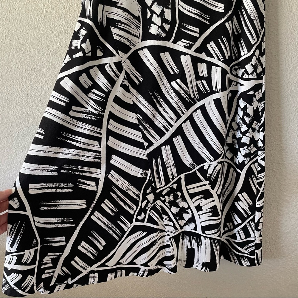 Nic + Zoe Wrap Dress Women’s M Black White Printed V Neck Lined Resort Palm Leaf - Picture 12 of 16
